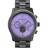 Buy Shop Michael Kors Runway Chronograph Purple Dial Black Steel Strap Watch For Women - MK5954 USA Online