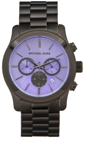 Buy Shop Michael Kors Runway Chronograph Purple Dial Black Steel Strap Watch For Women - MK5954 USA Online