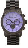 Buy Shop Michael Kors Runway Chronograph Purple Dial Black Steel Strap Watch For Women - MK5954 USA Online