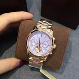 Buy Shop Michael Kors Runway Chronograph Purple Dial Rose Gold Steel Strap Watch For Women - MK6163 USA Online