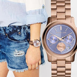 Buy Shop Michael Kors Runway Chronograph Purple Dial Rose Gold Steel Strap Watch For Women - MK6163 USA Online