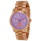 Buy Shop Michael Kors Runway Chronograph Purple Dial Rose Gold Steel Strap Watch For Women - MK6163 USA Online