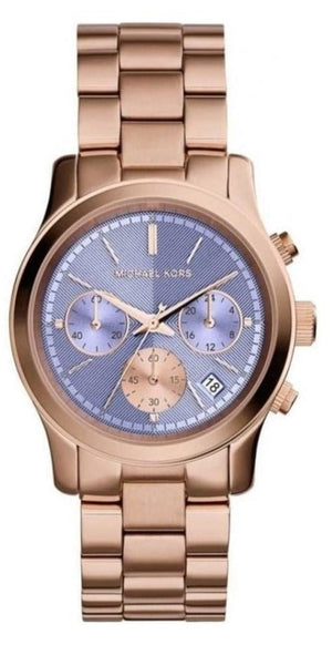 Buy Shop Michael Kors Runway Chronograph Purple Dial Rose Gold Steel Strap Watch For Women - MK6163 USA Online