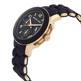 Buy Shop Michael Kors Runway Chronograph Black Dial Black Silicone Strap Watch For Women - MK7385 USA Online