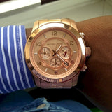 Buy Shop Michael Kors Runway Chronograph Rose Gold Dial Rose Gold Steel Strap Watch for Men - MK8096 USA Online
