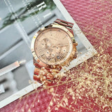 Buy Shop Michael Kors Runway Chronograph Rose Gold Dial Rose Gold Steel Strap Watch For Women - MK5778 USA Online