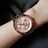 Buy Shop Michael Kors Runway Chronograph Rose Gold Dial Rose Gold Steel Strap Watch For Women - MK5778 USA Online