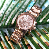 Buy Shop Michael Kors Runway Chronograph Rose Gold Dial Rose Gold Steel Strap Watch For Women - MK5778 USA Online