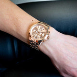 Buy Shop Michael Kors Runway Chronograph Rose Gold Dial Rose Gold Steel Strap Watch For Women - MK5778 USA Online