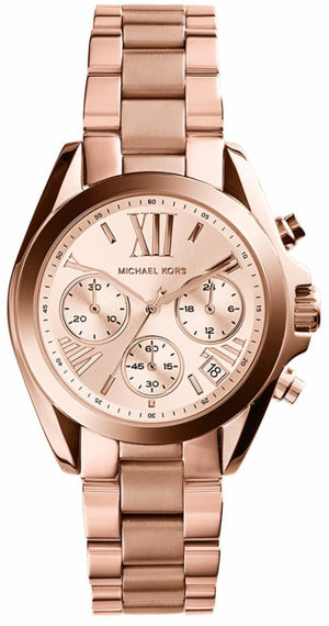 Buy Shop Michael Kors Runway Chronograph Rose Gold Dial Rose Gold Steel Strap Watch For Women - MK5778 USA Online
