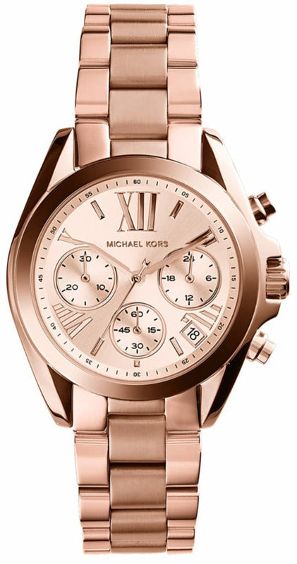 Buy Shop Michael Kors Runway Chronograph Rose Gold Dial Rose Gold Steel Strap Watch For Women - MK5778 USA Online
