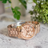 Buy Shop Michael Kors Runway Chronograph Rose Gold Dial Rose Gold Steel Strap Watch For Women - MK7324 USA Online