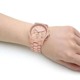 Buy Shop Michael Kors Runway Chronograph Rose Gold Dial Rose Gold Steel Strap Watch For Women - MK7324 USA Online