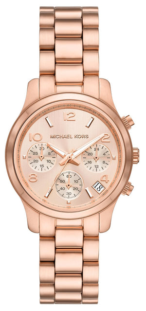 Buy Shop Michael Kors Runway Chronograph Rose Gold Dial Rose Gold Steel Strap Watch For Women - MK7327 USA Online