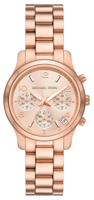 Buy Shop Michael Kors Runway Chronograph Rose Gold Dial Rose Gold Steel Strap Watch For Women - MK7327 USA Online