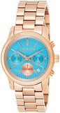 Buy Shop Michael Kors Runway Chronograph Turquoise Dial Rose Gold Steel Strap Watch For Women - MK6164 USA Online