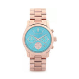 Buy Shop Michael Kors Runway Chronograph Turquoise Dial Rose Gold Steel Strap Watch For Women - MK6164 USA Online