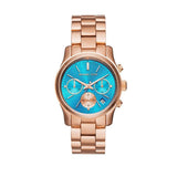 Buy Shop Michael Kors Runway Chronograph Turquoise Dial Rose Gold Steel Strap Watch For Women - MK6164 USA Online