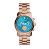 Buy Shop Michael Kors Runway Chronograph Turquoise Dial Rose Gold Steel Strap Watch For Women - MK6164 USA Online