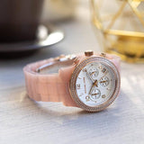 Buy Shop Michael Kors Runway Chronograph White Dial Pink Steel Strap Watch for Women - MK7424 USA Online