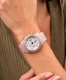 Buy Shop Michael Kors Runway Chronograph White Dial Pink Steel Strap Watch for Women - MK7424 USA Online