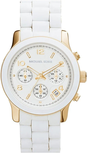 Buy Shop Michael Kors Runway Chronograph White Dial White Steel Strap Watch for Women - MK5145 USA Online