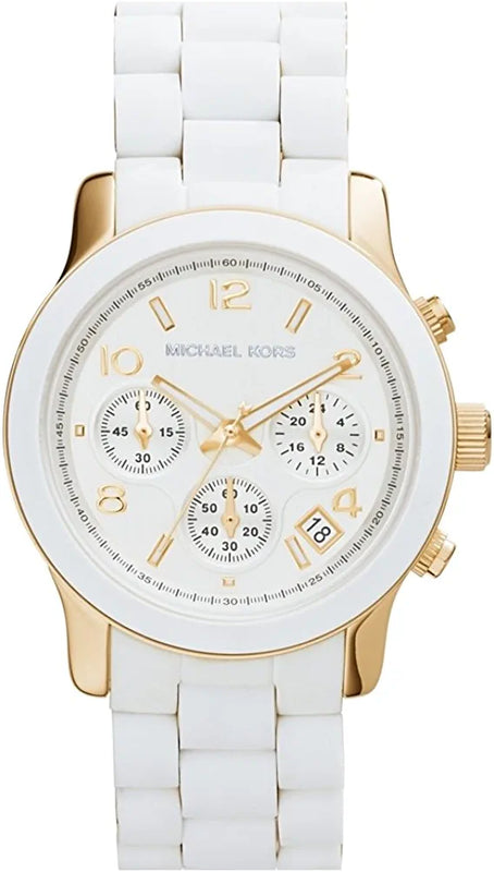 Buy Shop Michael Kors Runway Chronograph White Dial White Steel Strap Watch for Women - MK5145 USA Online