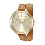 Buy Shop Michael Kors Runway Gold Dial Brown Leather Strap Watch For Women - MK2256 USA Online