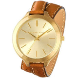 Buy Shop Michael Kors Runway Gold Dial Brown Leather Strap Watch For Women - MK2256 USA Online
