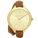 Buy Shop Michael Kors Runway Gold Dial Brown Leather Strap Watch For Women - MK2256 USA Online