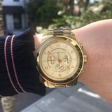 Buy Shop Michael Kors Runway Gold Dial Gold Steel Strap Watch for Men - MK8077 USA Online