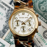 Buy Shop Michael Kors Runway Gold Dial Two Tone Steel Strap Watch for Women - MK4222 USA Online