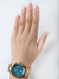 Buy Shop Michael Kors Runway Hunger Stop100 Series Blue Dial Gold Steel Strap Watch for Women - MK5815 USA Online