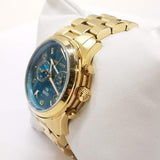 Buy Shop Michael Kors Runway Hunger Stop100 Series Blue Dial Gold Steel Strap Watch for Women - MK5815 USA Online