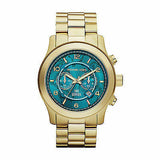 Buy Shop Michael Kors Runway Hunger Stop100 Series Blue Dial Gold Steel Strap Watch for Women - MK5815 USA Online