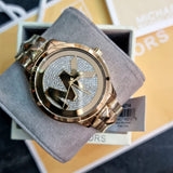 Buy Shop Michael Kors Runway Mercer Crystals Gold Dial Gold Steel Strap Watch For Women - MK6714 USA Online