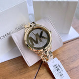 Buy Shop Michael Kors Runway Mercer Crystals Gold Dial Gold Steel Strap Watch For Women - MK6714 USA Online
