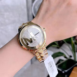 Buy Shop Michael Kors Runway Mercer Crystals Gold Dial Gold Steel Strap Watch For Women - MK6714 USA Online