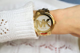 Buy Shop Michael Kors Runway Mercer Crystals Gold Dial Gold Steel Strap Watch For Women - MK6714 USA Online