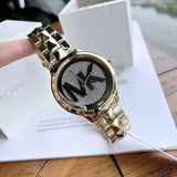 Michael Kors Runway Mercer Crystals Gold Dial Gold Steel Strap Watch For Women - MK6714