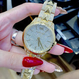 Buy Shop Michael Kors Runway Mercer Crystals Silver Dial Gold Steel Strap Watch For Women - MK6715 USA Online