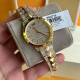 Buy Shop Michael Kors Runway Mercer Crystals Silver Dial Gold Steel Strap Watch For Women - MK6715 USA Online