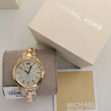 Buy Shop Michael Kors Runway Mercer Crystals Silver Dial Gold Steel Strap Watch For Women - MK6715 USA Online