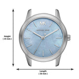 Buy Shop Michael Kors Runway Mercer Quartz Mother of Pearl Blue Dial Silver Steel Strap Watch For Women - MK6857 USA Online