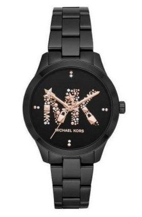 Buy Shop Michael Kors Runway Quartz Black Dial Black Steel Strap Watch For Women - MK6683 USA Online