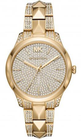 Buy Shop Michael Kors Runway Mercer Crystals Silver Dial Gold Steel Strap Watch For Women - MK6715 USA Online