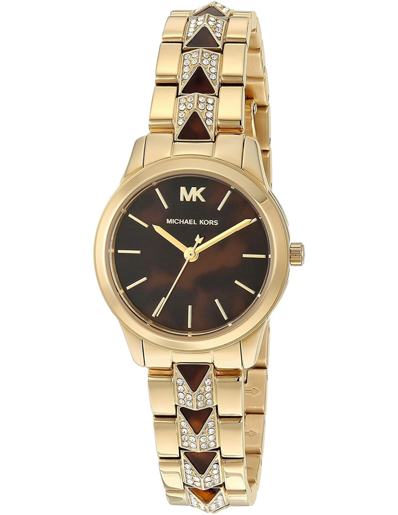 Buy Shop Michael Kors Runway Mercer Analog Brown Dial Gold Steel Strap Watch For Women - MK6855 USA Online