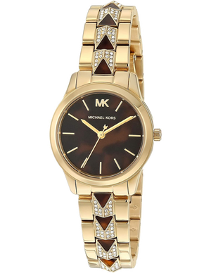 Buy Shop Michael Kors Runway Mercer Analog Brown Dial Gold Steel Strap Watch For Women - MK6855 USA Online