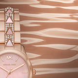 Buy Shop Michael Kors Runway Mother of Pearl Dial Rose Gold Steel Strap Watch For Women - MK6856 USA Online