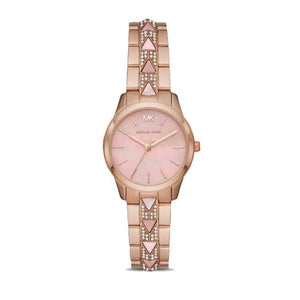 Buy Shop Michael Kors Runway Mother of Pearl Dial Rose Gold Steel Strap Watch For Women - MK6856 USA Online